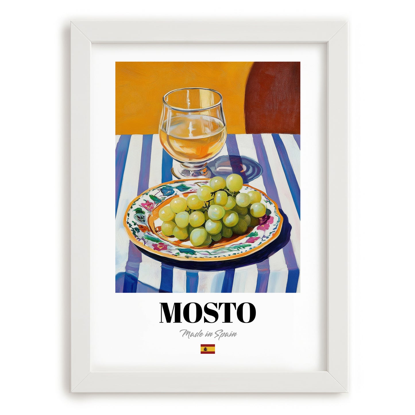 Mosto – Spanish Beverage Drink, Sky Bar Art, placed in minimal white frame