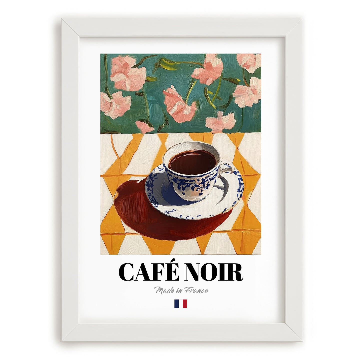 Café Noir – French Coffee, Book Café Poster, placed in minimal white frame