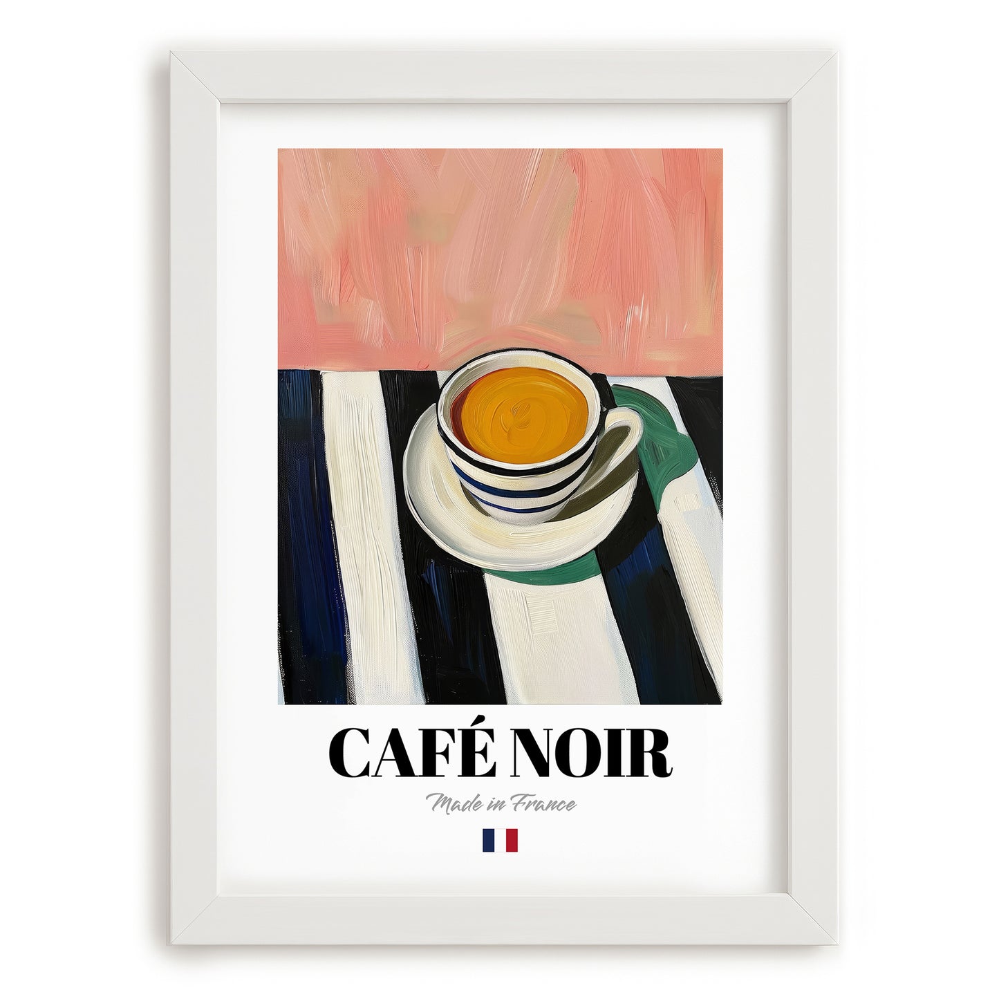 Café Noir – French Coffee, Konditorei Poster, placed in minimal white frame