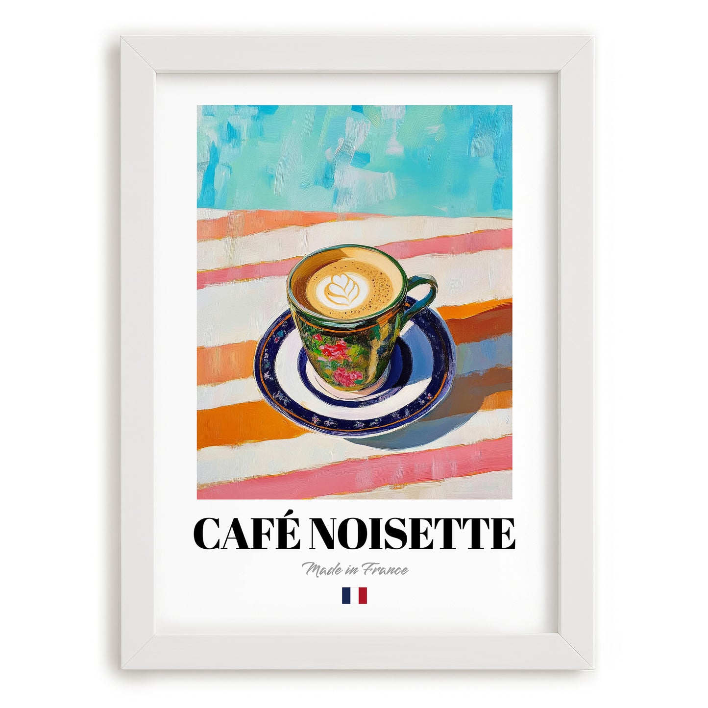 Café Noisette – French Coffee, Espresso Bar Wall Art, placed in minimal white frame