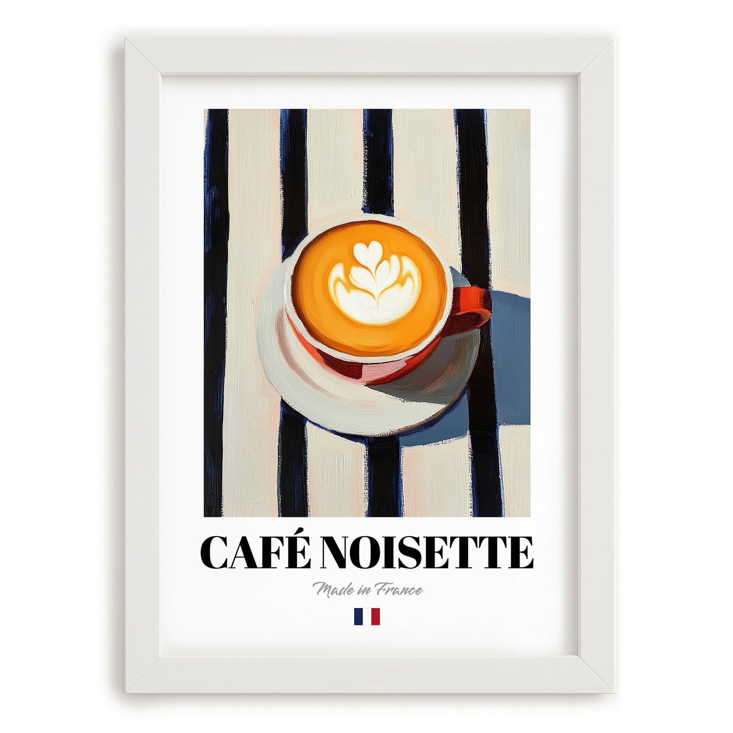 Café Noisette – French Coffee, Book Café Illustration, placed in minimal white frame