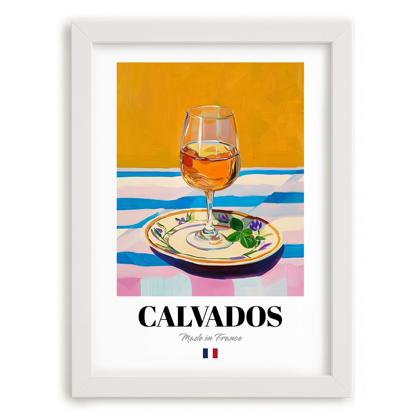 Calvados – French Spirit Drink, Hotel Lobby Wall Art, placed in minimal white frame