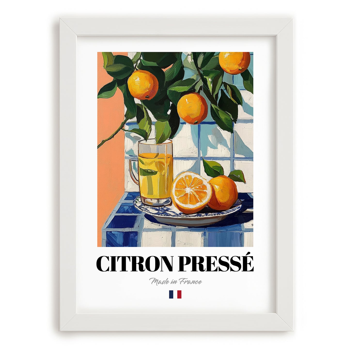 Citron Pressé – French Beverage Drink, Speakeasy Painting, placed in minimal white frame