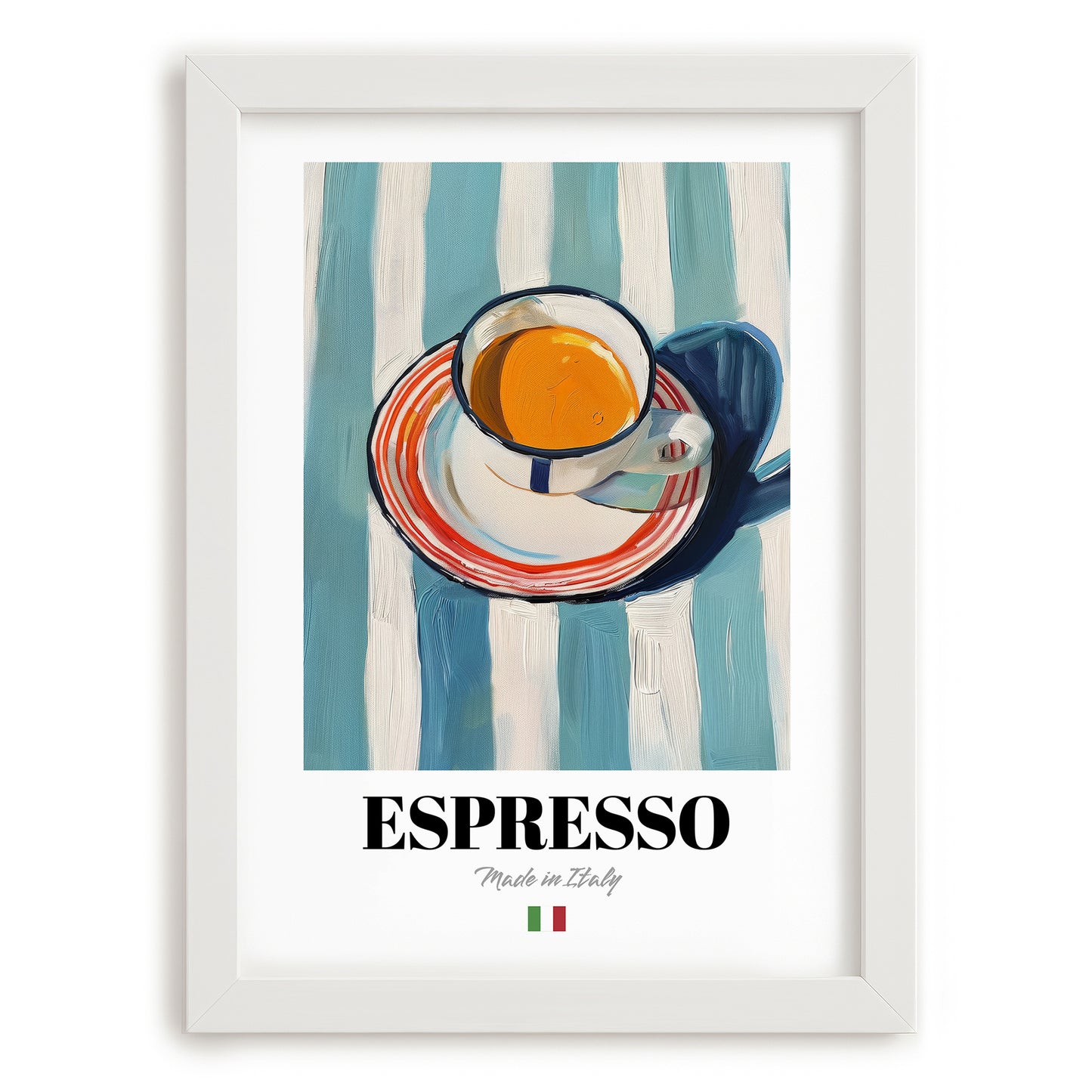 Espresso – Italian Coffee, Café Poster, placed in minimal white frame