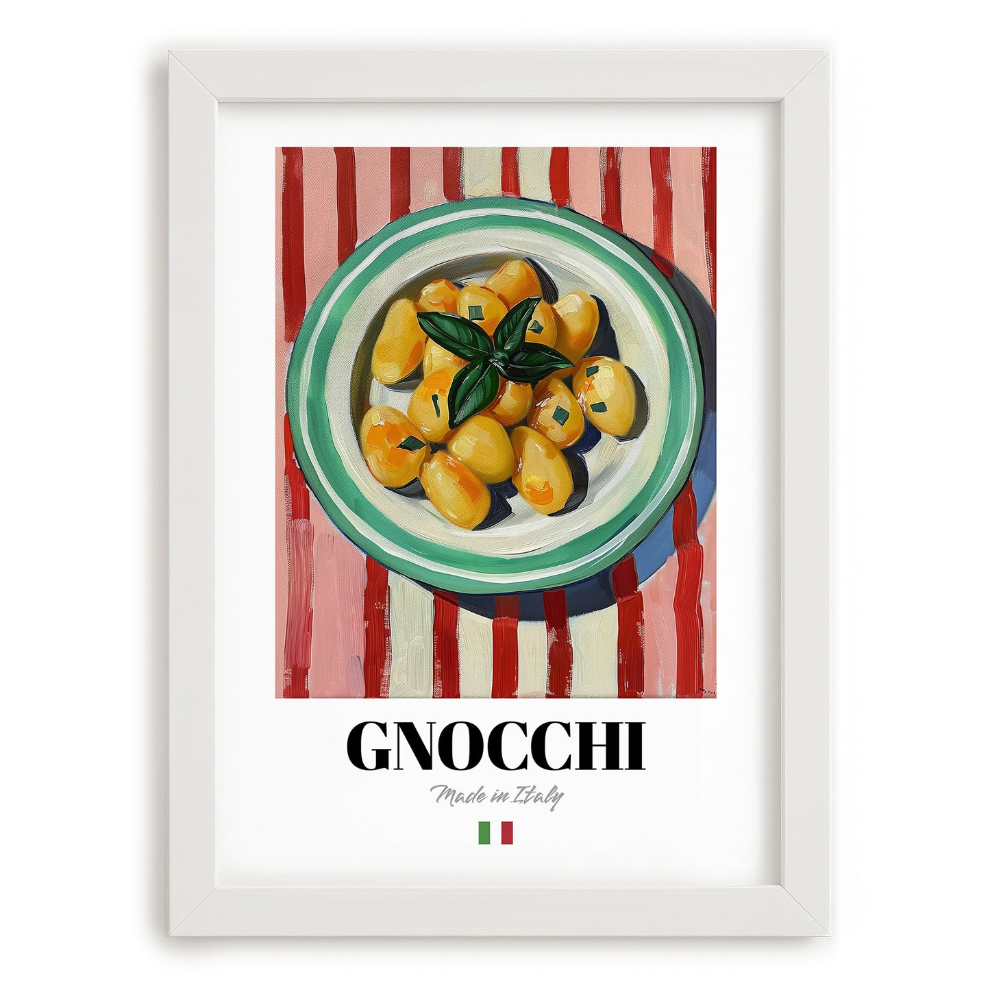 Gnocchi – Italian Pasta, Trattoria Still Life, placed in minimal white frame