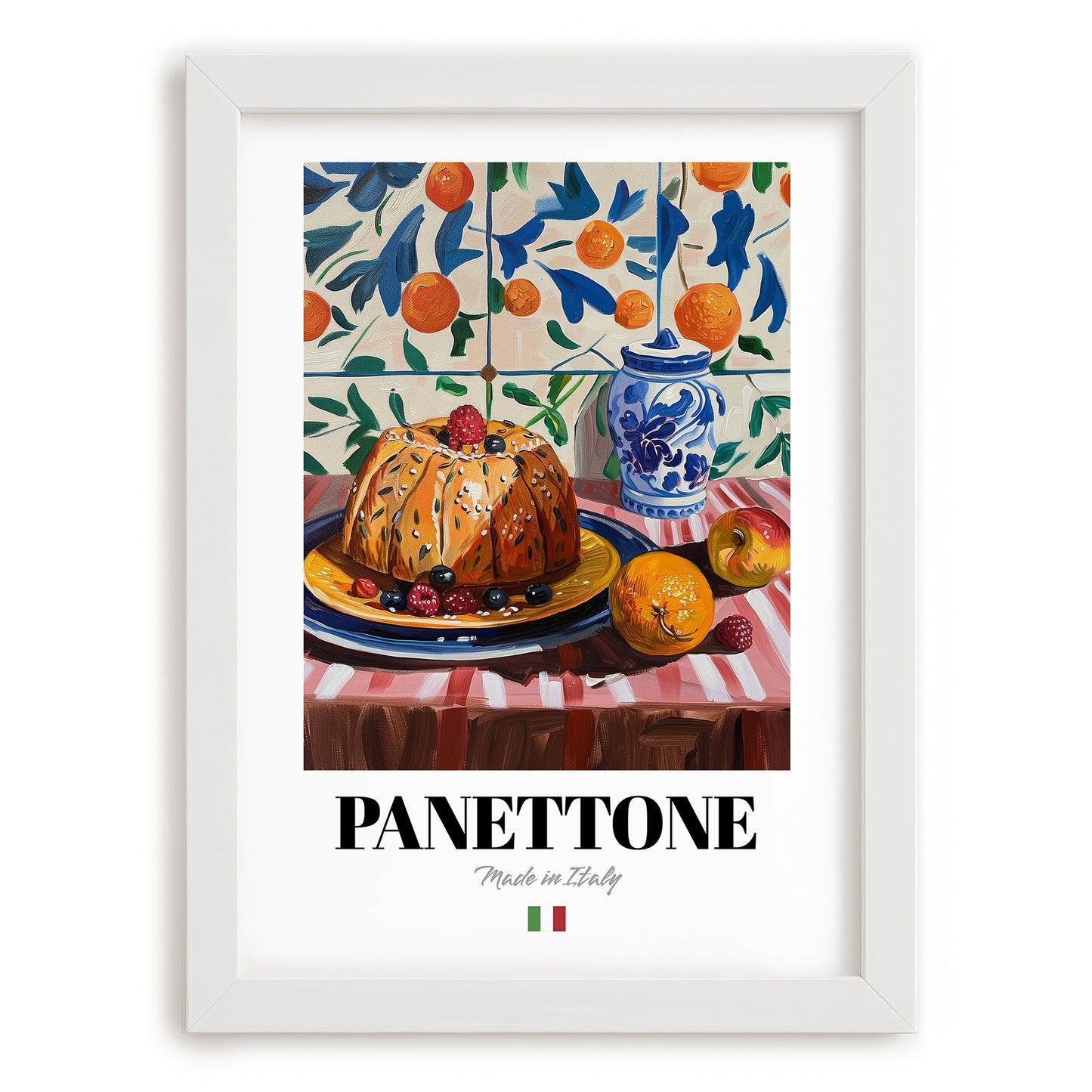 Panettone – Italian Bread Dish, Restaurant Wall Art, placed in minimal white frame