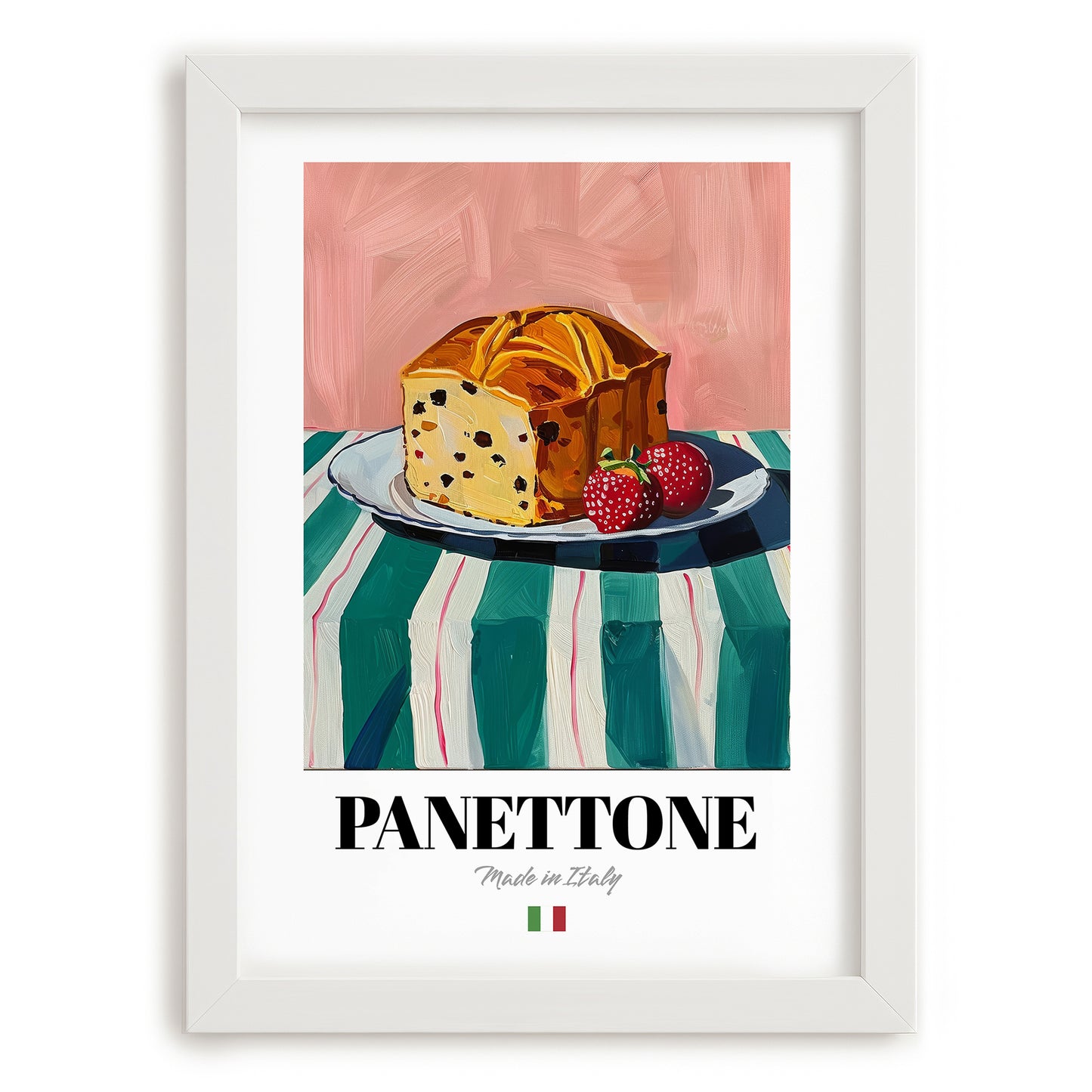 Panettone – Italian Bread Dish, Tavern Poster, placed in minimal white frame