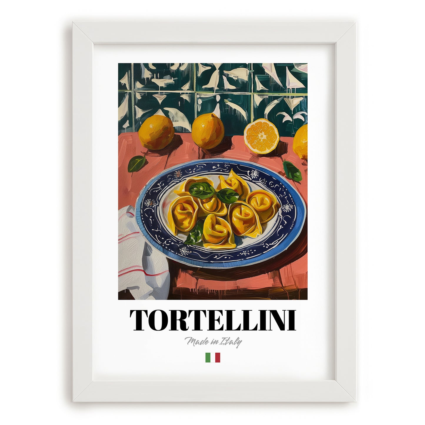 Tortellini – Italian Pasta, Ristorante Still Life, placed in minimal white frame