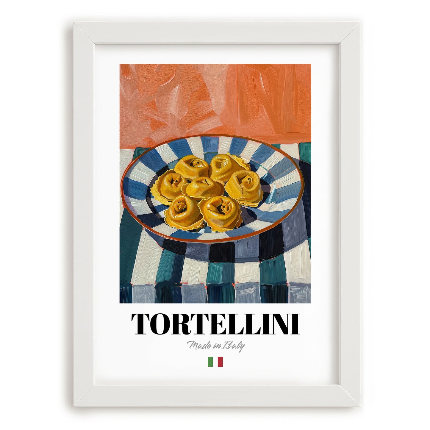 Tortellini – Italian Pasta, Trattoria Poster, placed in minimal white frame