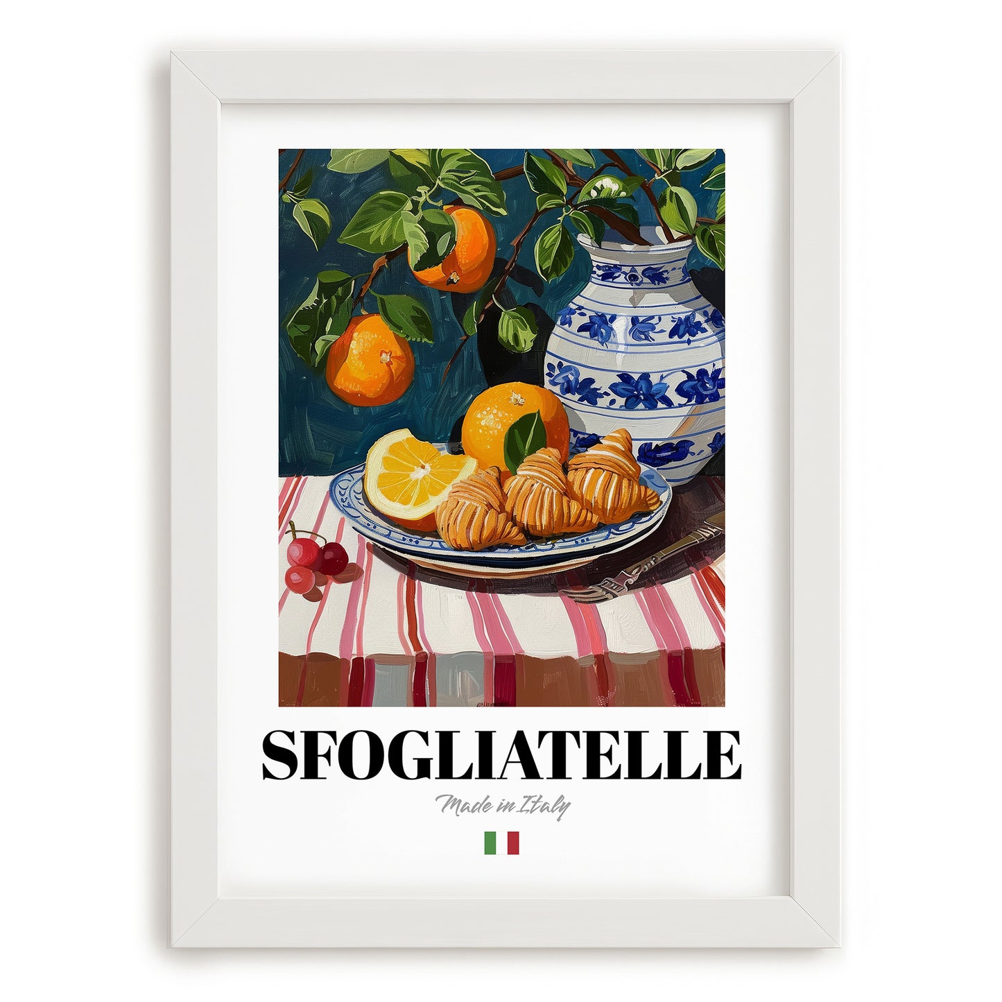 Sfogliatelle – Italian Pastry Dish, Café Poster, placed in minimal white frame