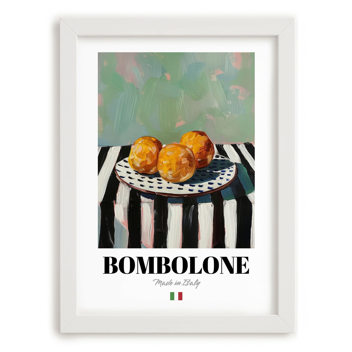 Bombolone – Italian Pastry Dish, Tavern Poster, placed in minimal white frame