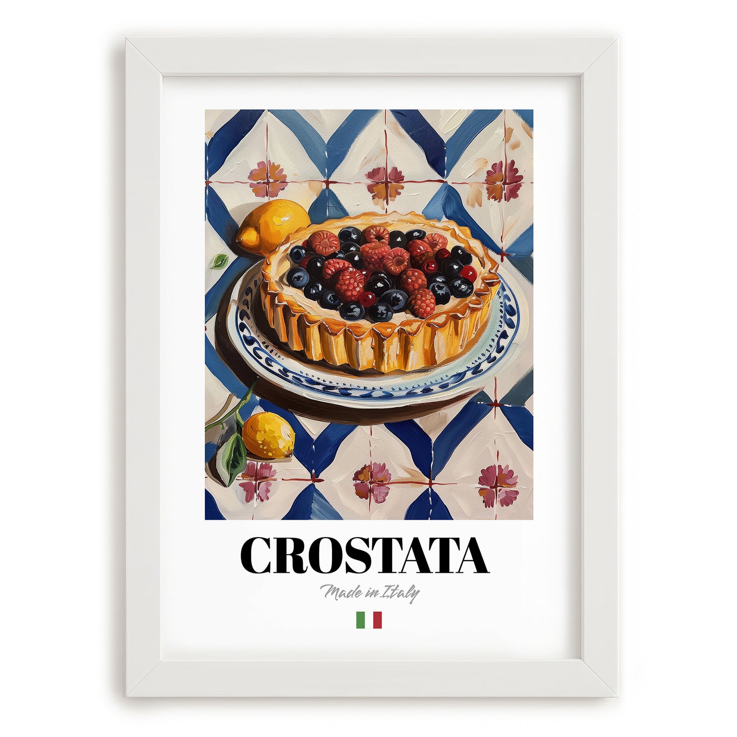 Crostata – Italian Dessert Dish, Café Poster, placed in minimal white frame
