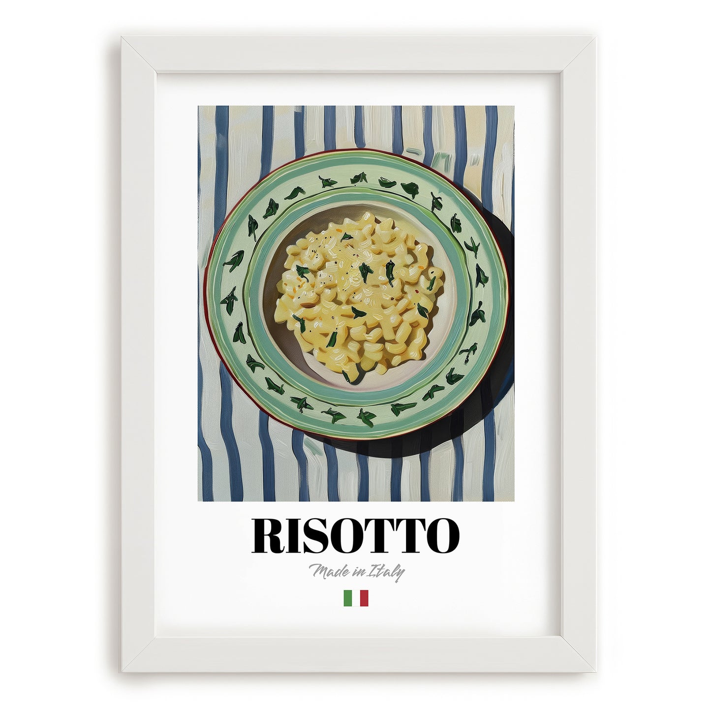Risotto – Italian Stew Dish, Tavern Illustration, placed in minimal white frame