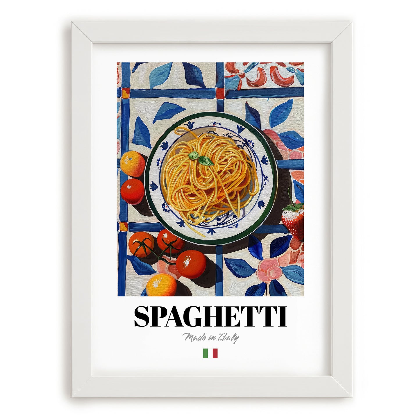 Spaghetti – Italian Pasta, Restaurant Poster, placed in minimal white frame