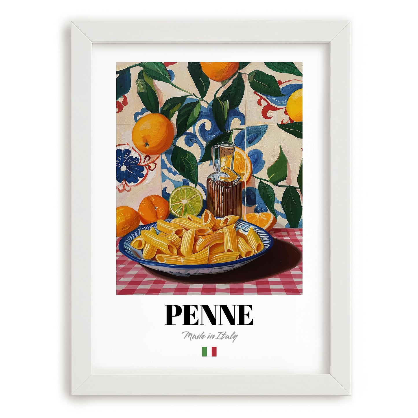 Penne – Italian Pasta, Ristorante Art, placed in minimal white frame