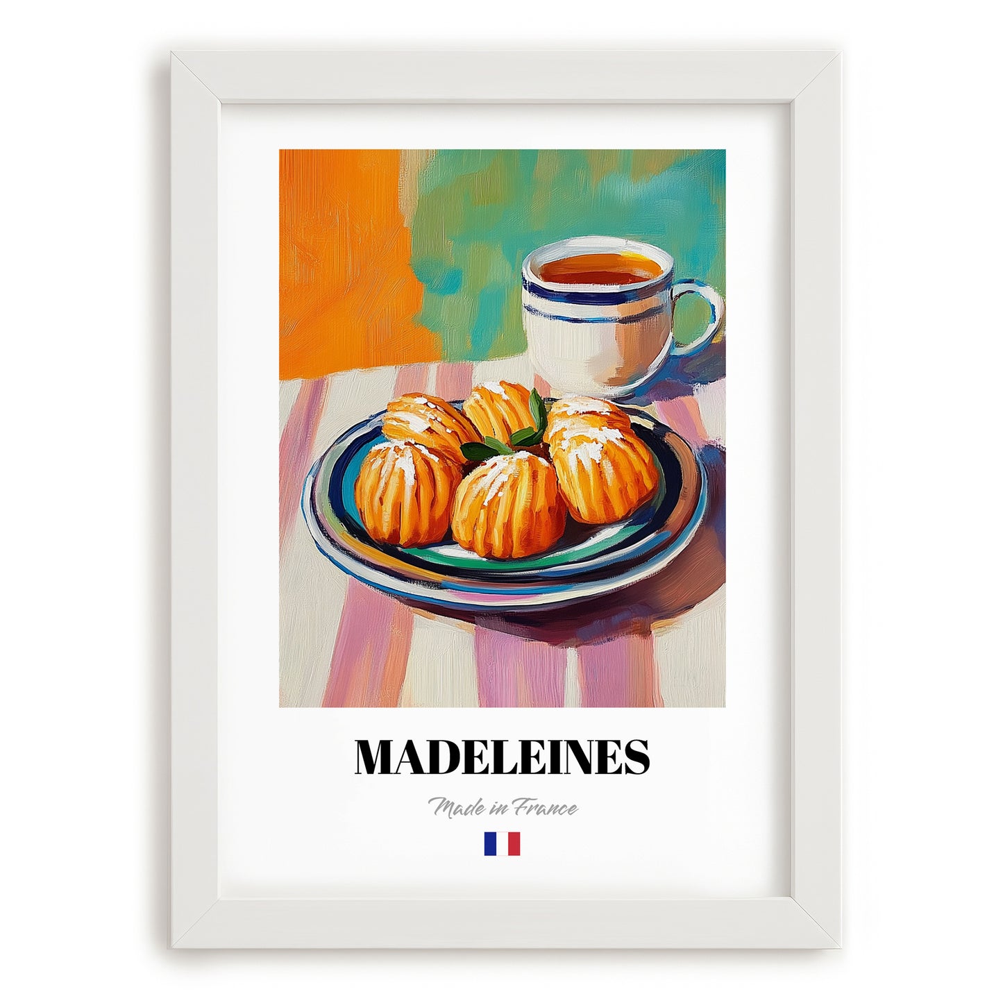 Madeleines – Art, French French Pastry Print, placed in minimal white frame