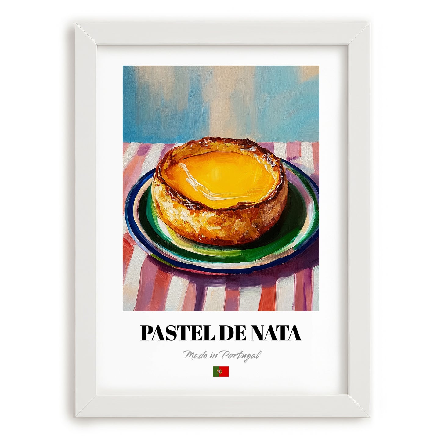 Pastel de Nata – Oil Painting, Portuguese Dessert Print, placed in minimal white frame
