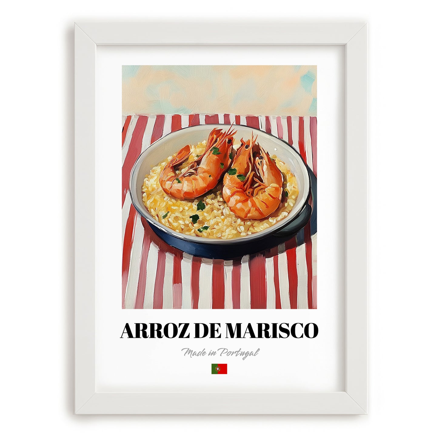 Arroz de Marisco – Art, Portuguese Food Wall Art, placed in minimal white frame