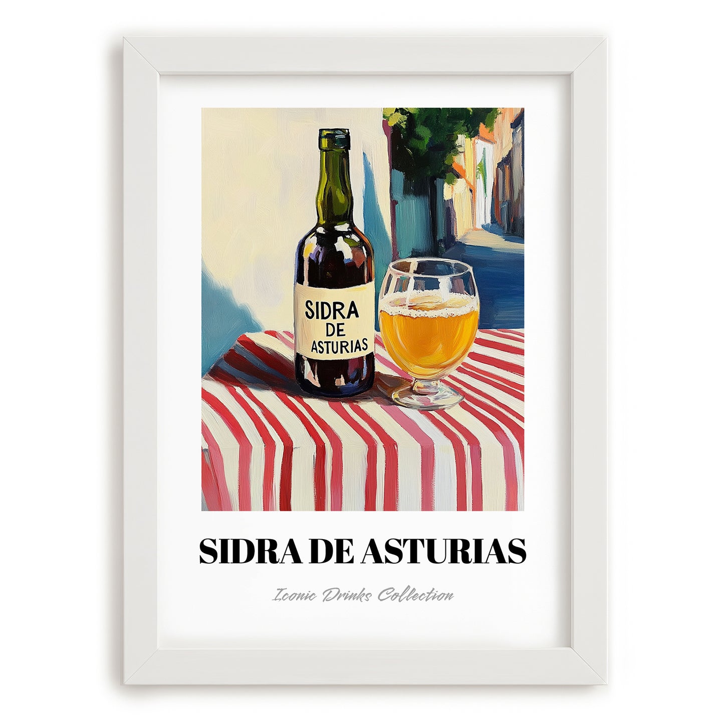 Sidra De Asturias – Spanish Urban Café Scene, Spanish Beverage, placed in minimal white frame