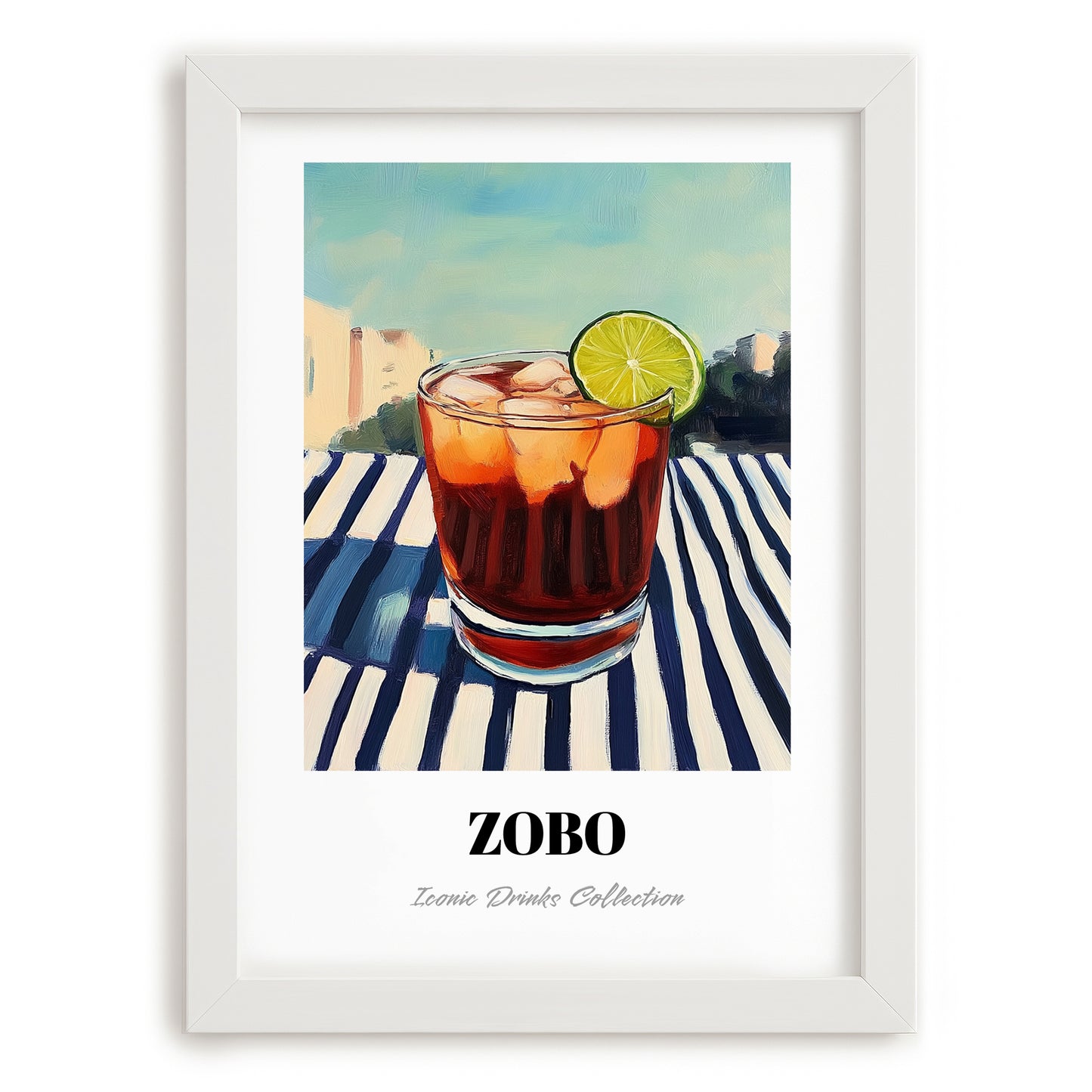 Zobo – Nigerian Street Café Scene, Nigerian Beverage Poster, placed in minimal white frame