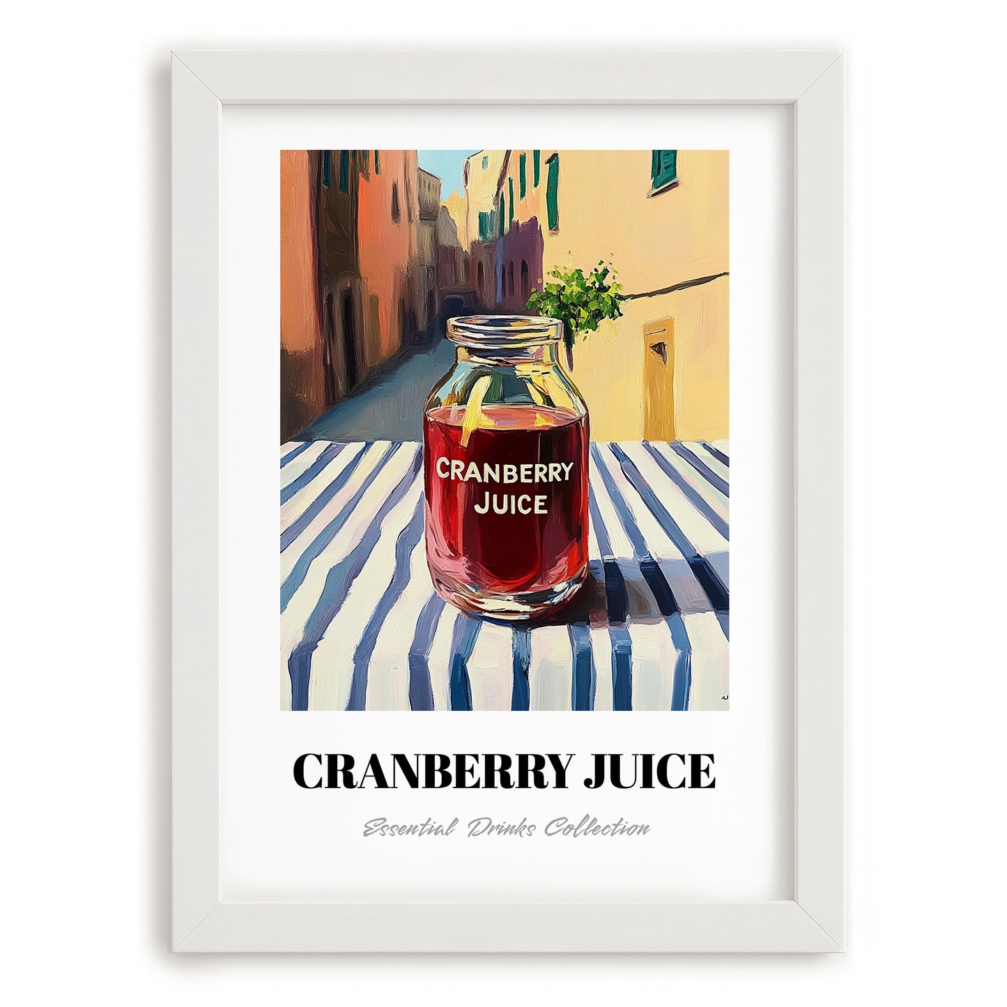 Cranberry Juice – Italian Street Café Scene, Lemonade Print, placed in minimal white frame