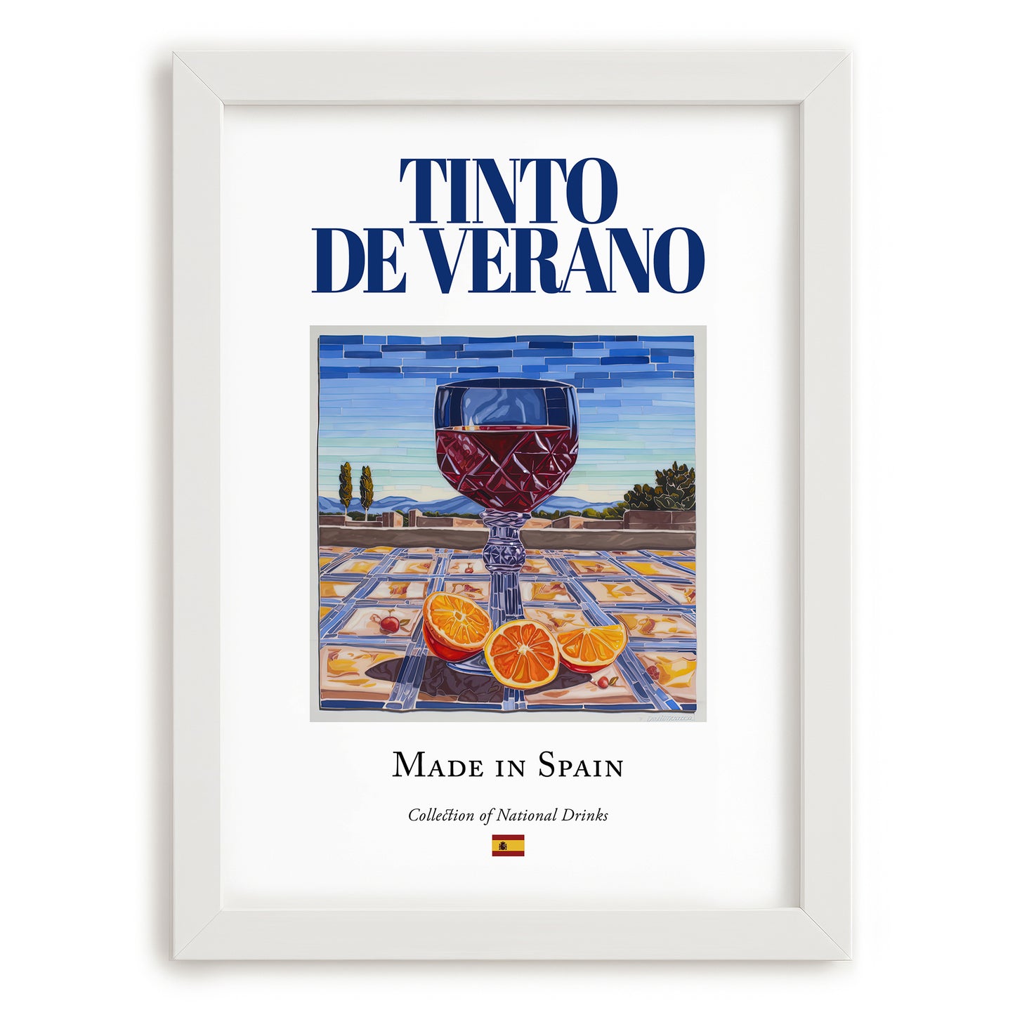 Tinto de Verano – Spanish Beverage Drink, Sky Bar Print, placed in minimal white frame