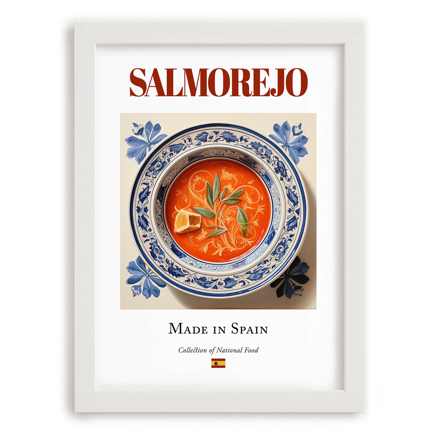 Salmorejo – Spanish Soup Dish, Bistro Still Life, placed in minimal white frame