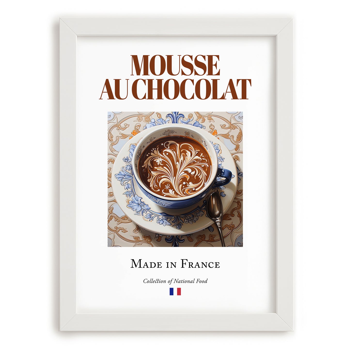 Mousse au chocolat – French Dessert Dish, Café Print, placed in minimal white frame