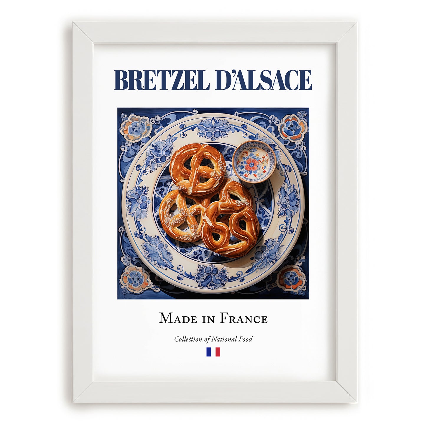 Bretzel d'Alsace – French Bread Dish, Fine Dining Restaurant Painting, placed in minimal white frame