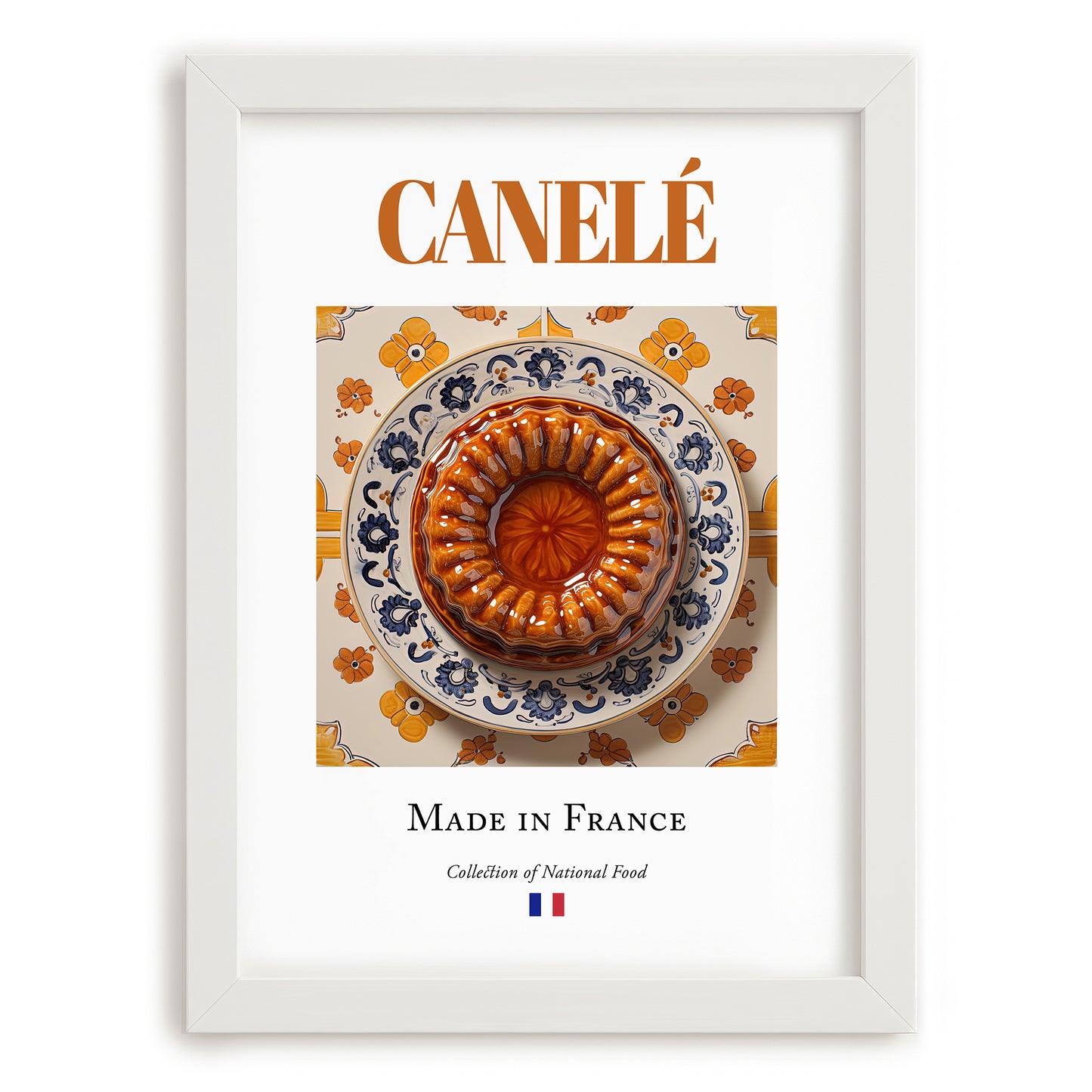 Canelé – French Dessert Dish, Food Bar Print, placed in minimal white frame