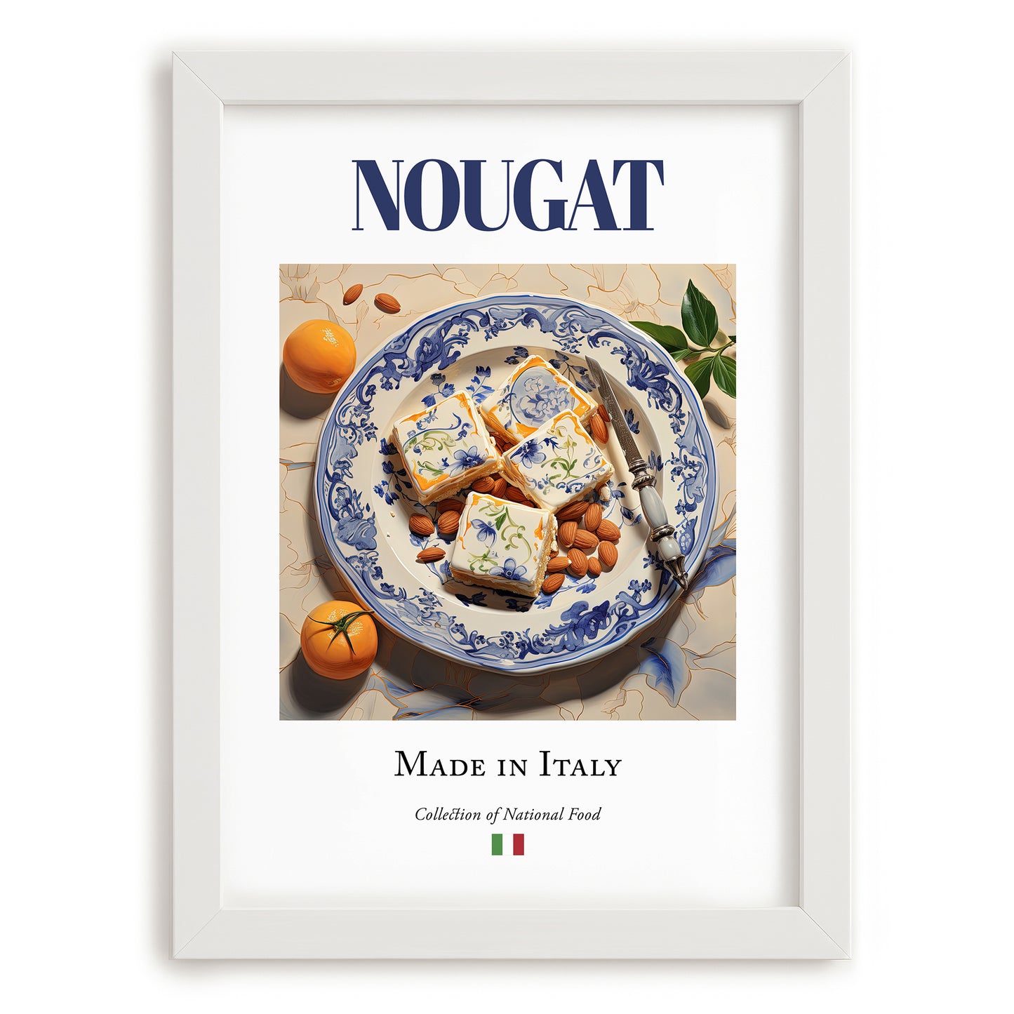 Nougat – Italian Dessert Dish, Restaurant Print, placed in minimal white frame