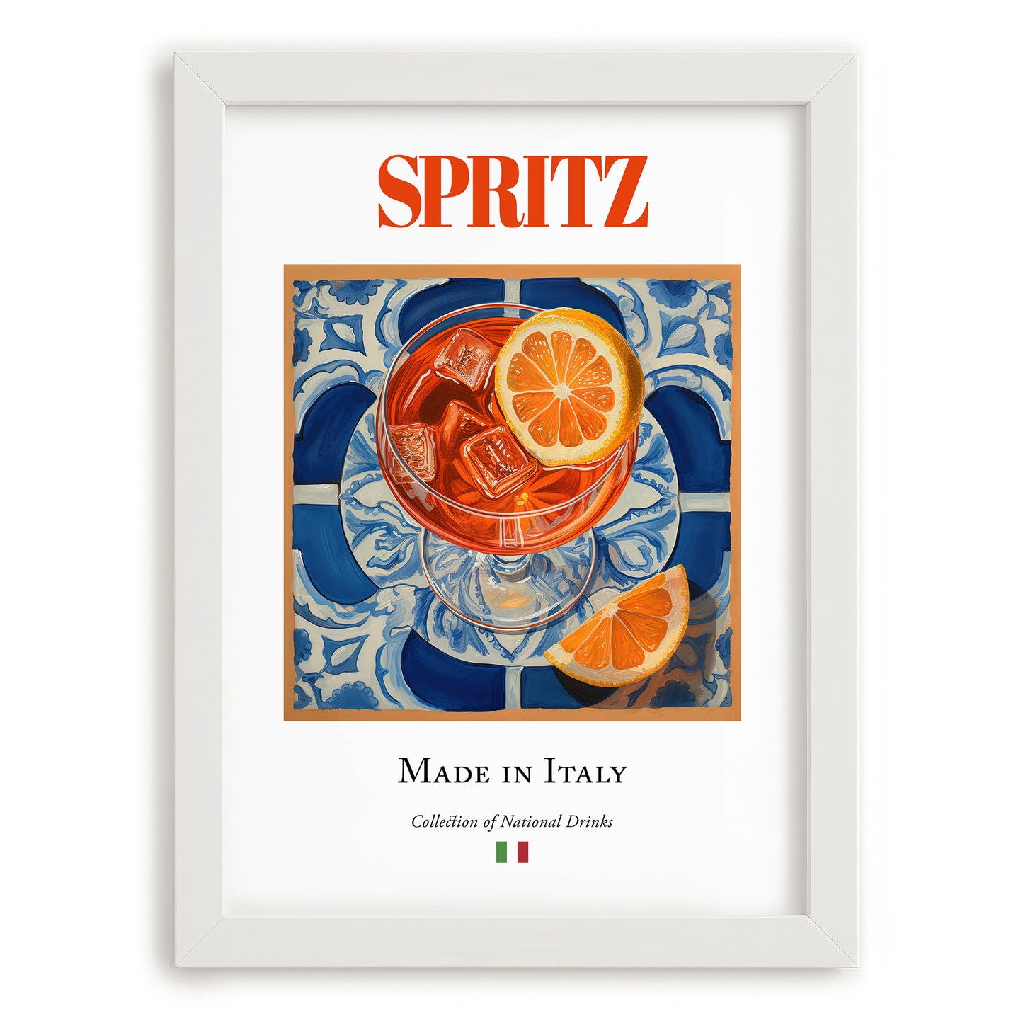 Spritz – Italian Cocktail Drink, Hotel Lobby Poster, placed in minimal white frame