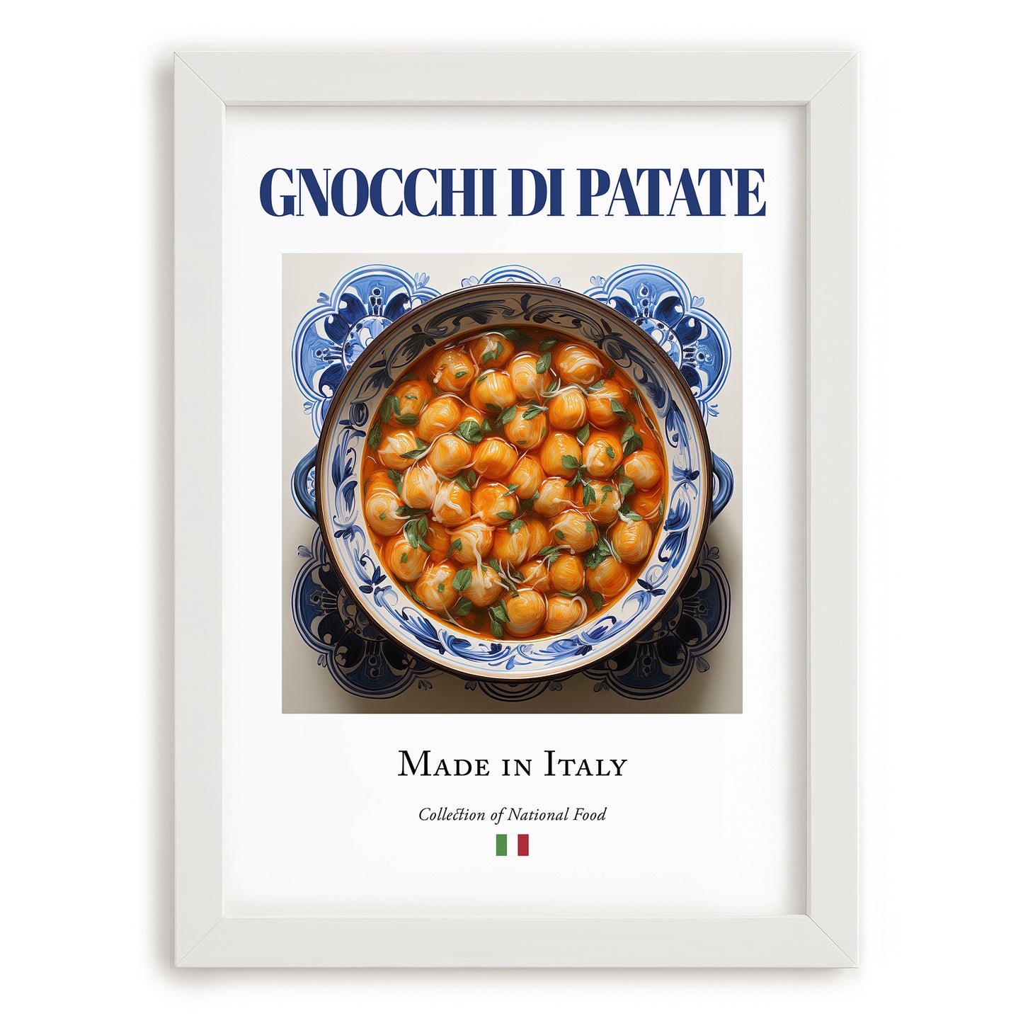 Gnocchi di Patate – Italian Dish, Café Still Life, placed in minimal white frame