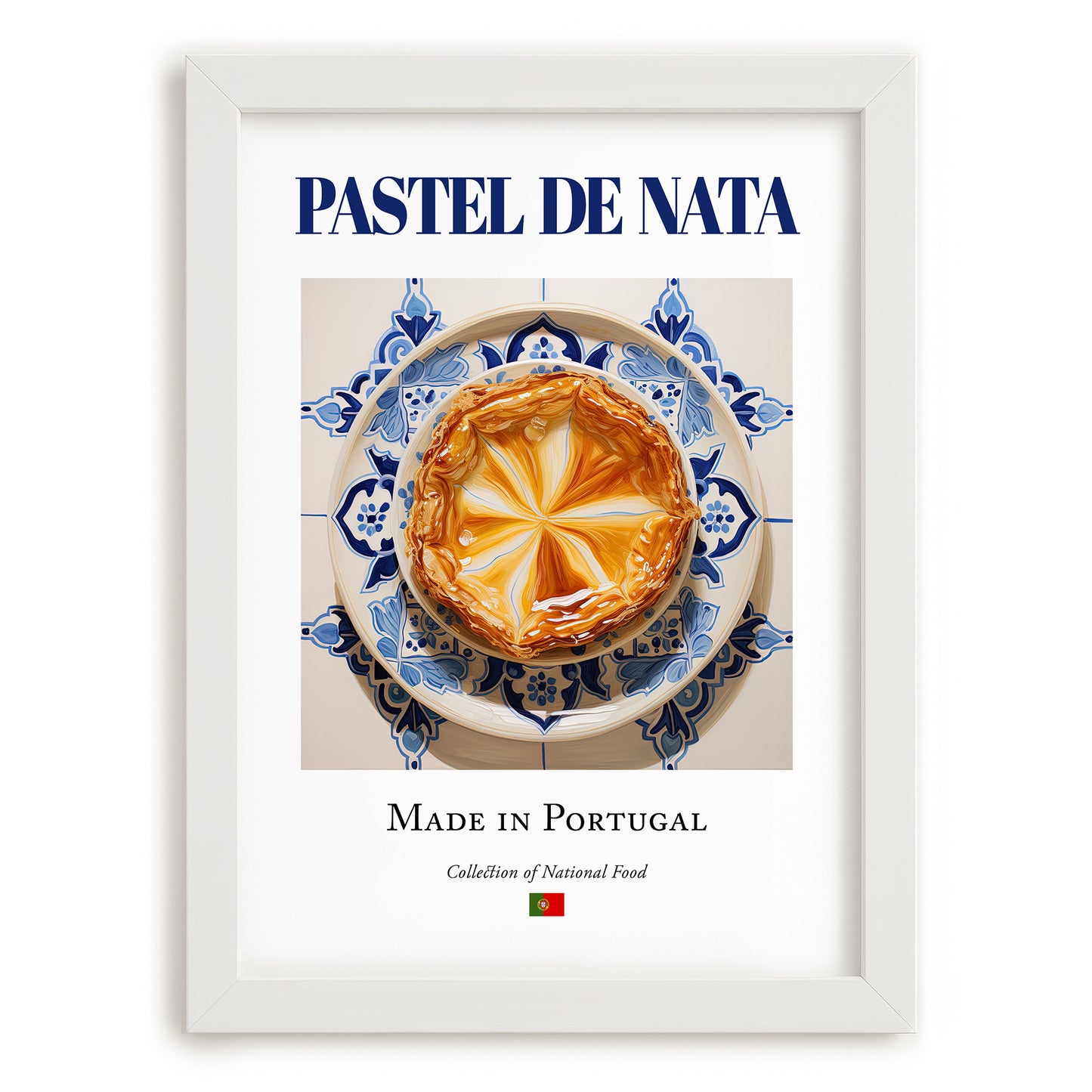 Pastel de nata – Portuguese Dessert Dish, Tavern Poster, placed in minimal white frame