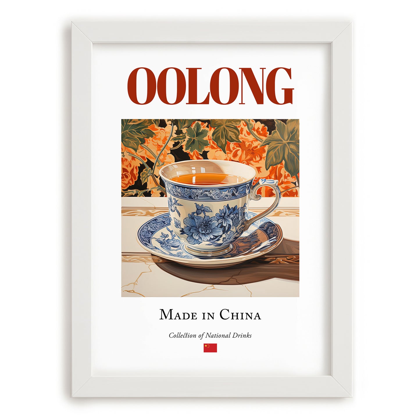Oolong – Chinese Tea, Tea Lounge Print, placed in minimal white frame