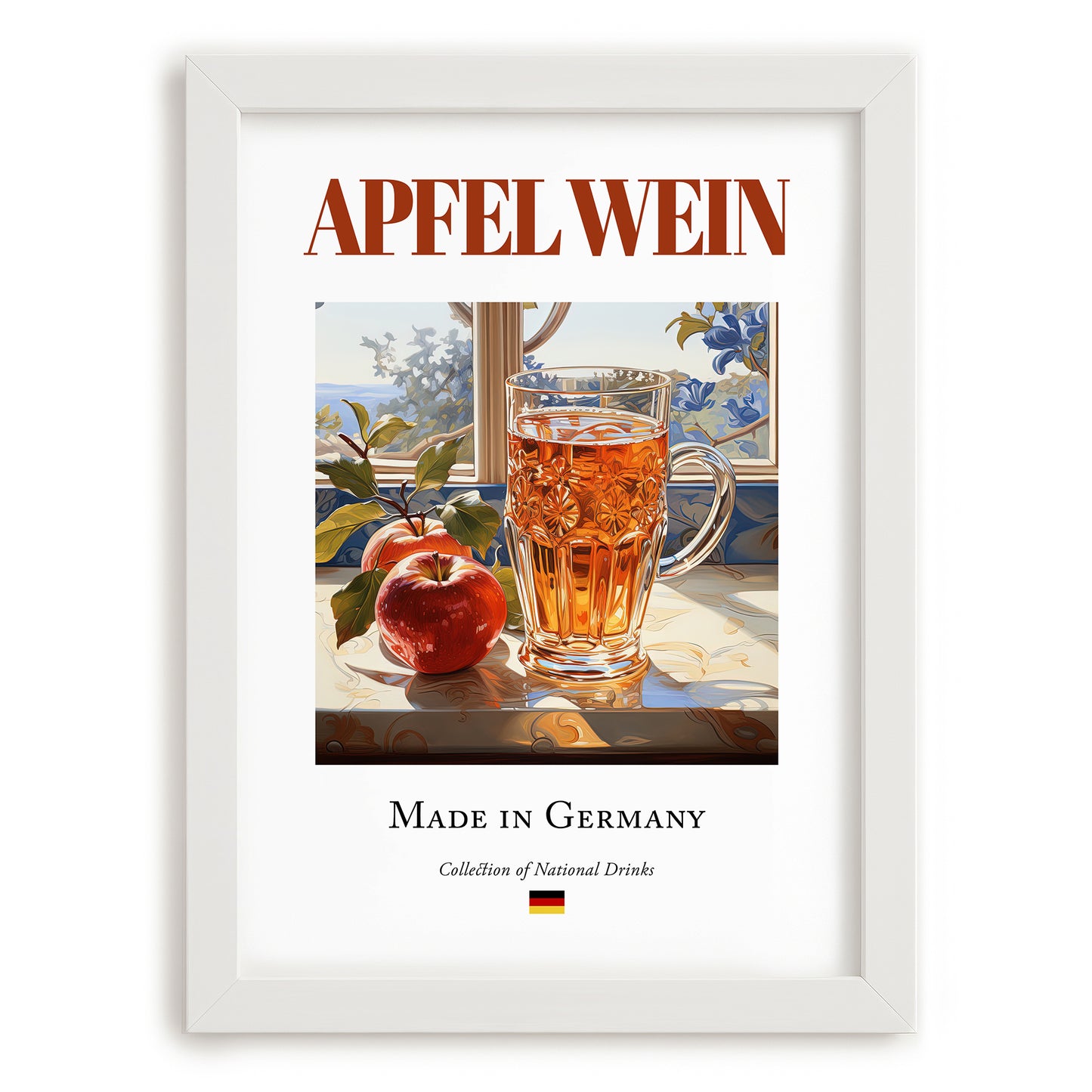 Apfelwein – German Cider Cider, Cider House Poster, placed in minimal white frame