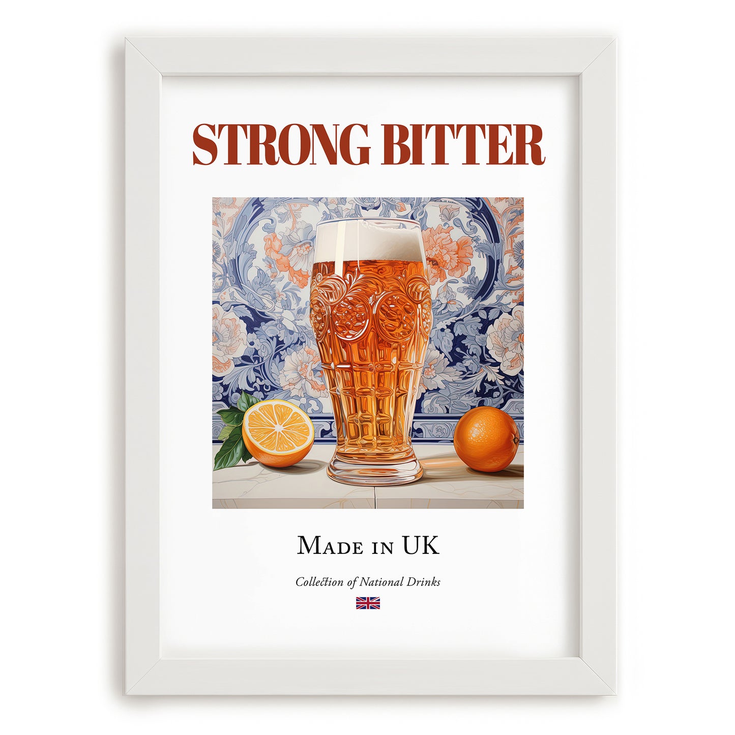 Strong Bitter – English Beer, Sports Bar Poster, placed in minimal white frame