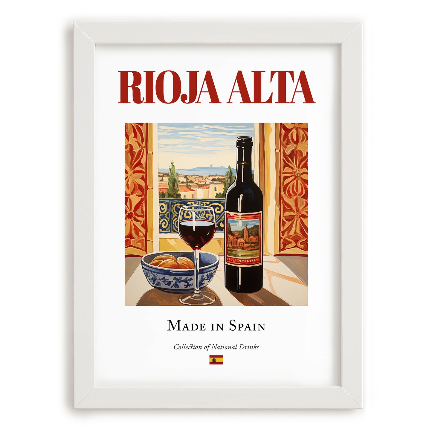 Rioja Alta – Spanish Red Wine, Bodega Poster, placed in minimal white frame