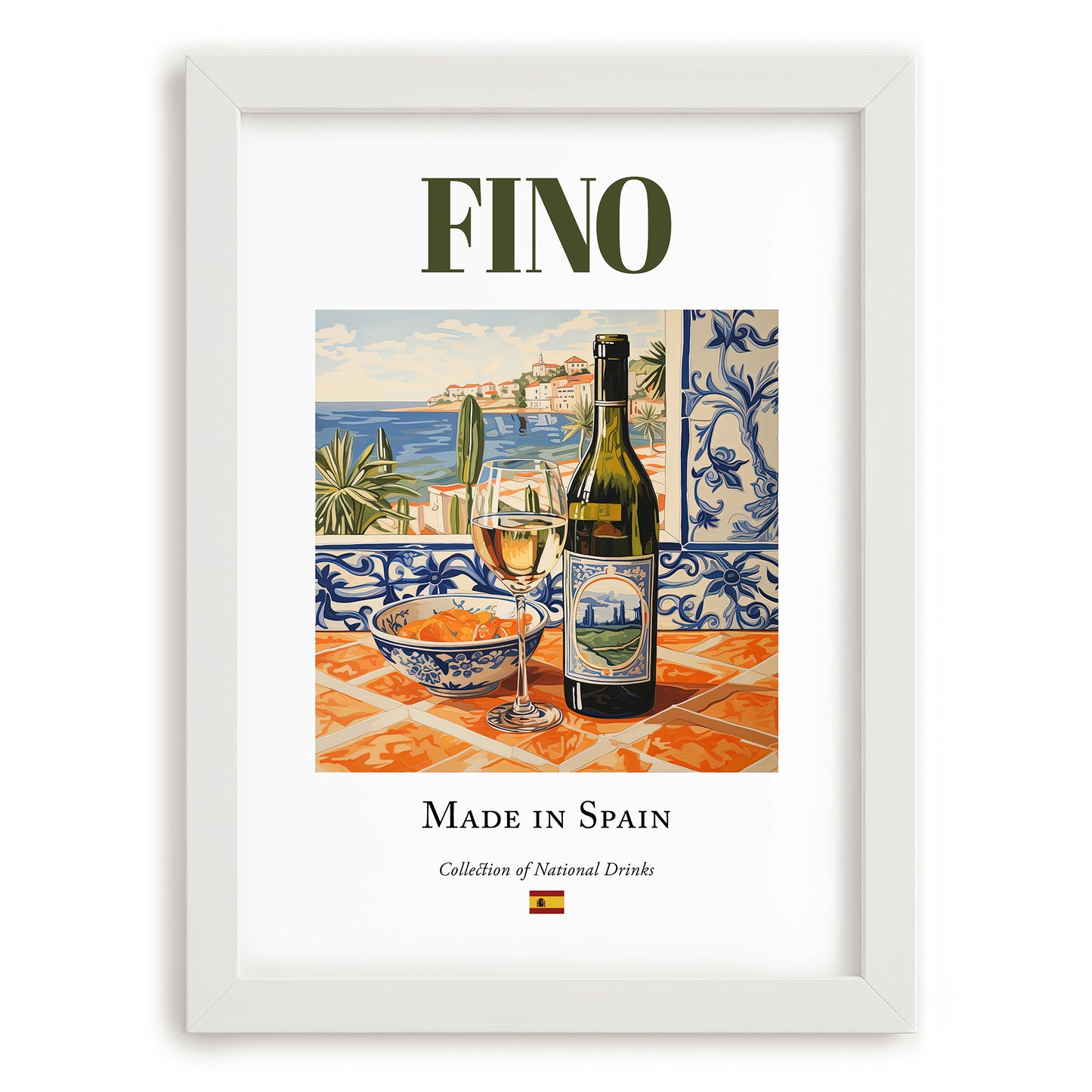 Fino – Spanish Dessert Wine, Enoteca Print, placed in minimal white frame