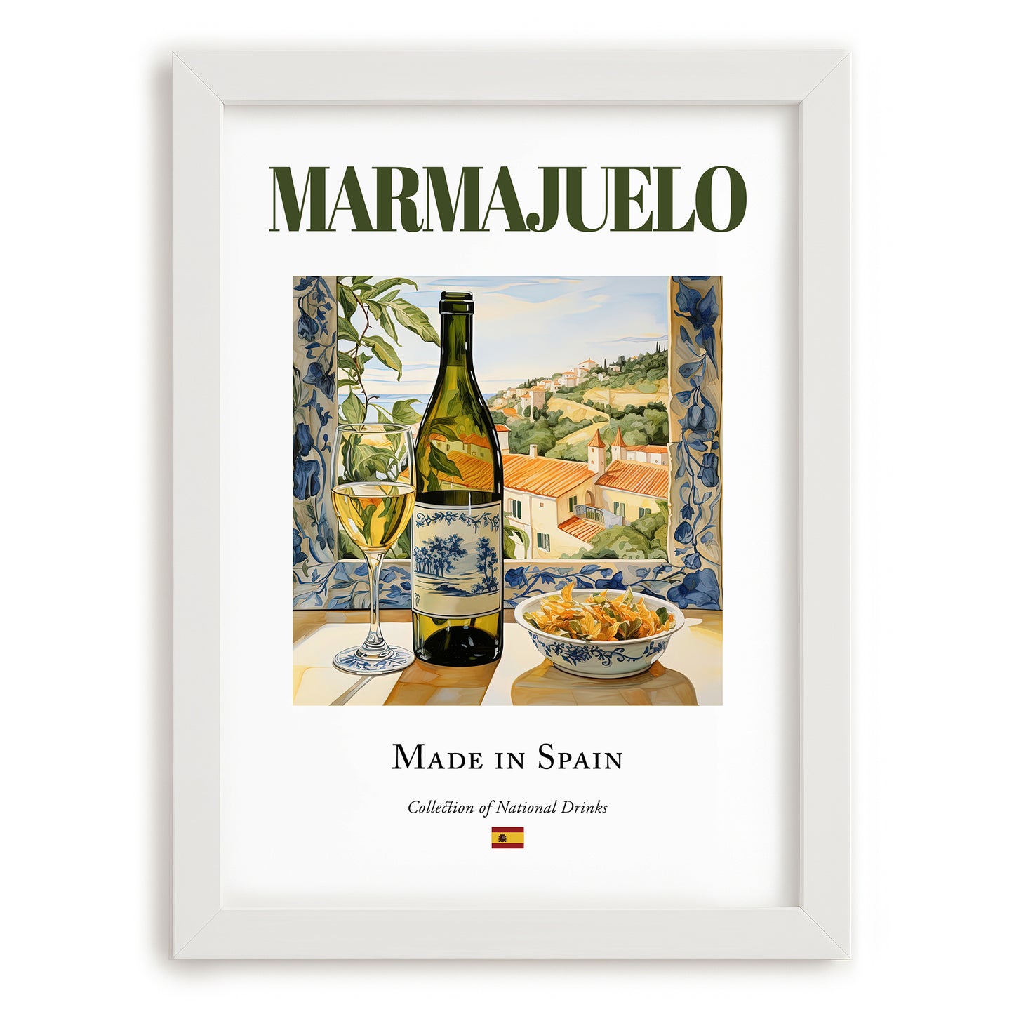 Marmajuelo – Spanish White Wine, Bodega Poster, placed in minimal white frame
