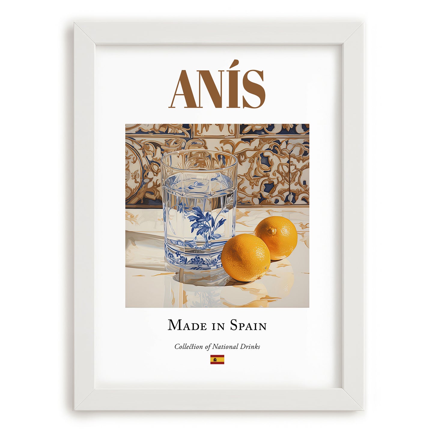 Anís – Spanish Spirit Drink, Speakeasy Print, placed in minimal white frame