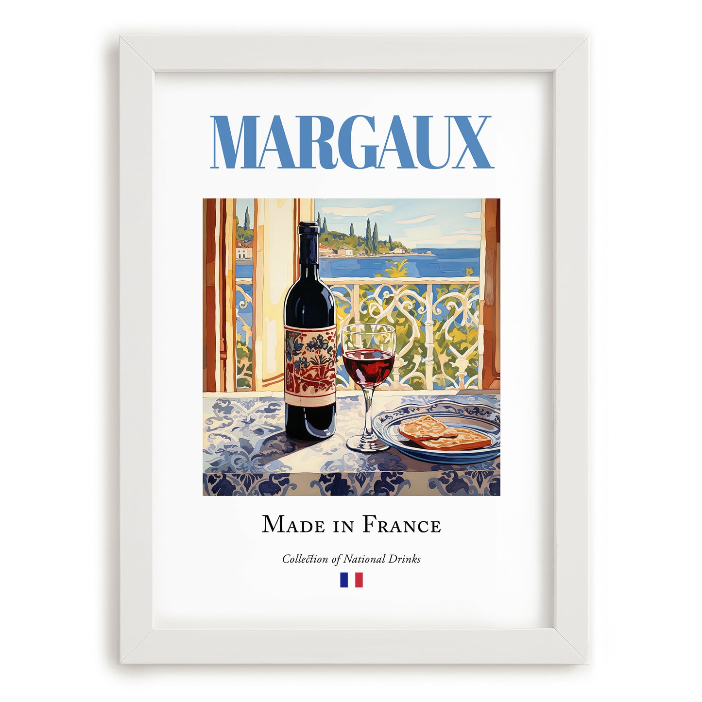 Margaux – French Red Wine, Vinoteca Print, placed in minimal white frame