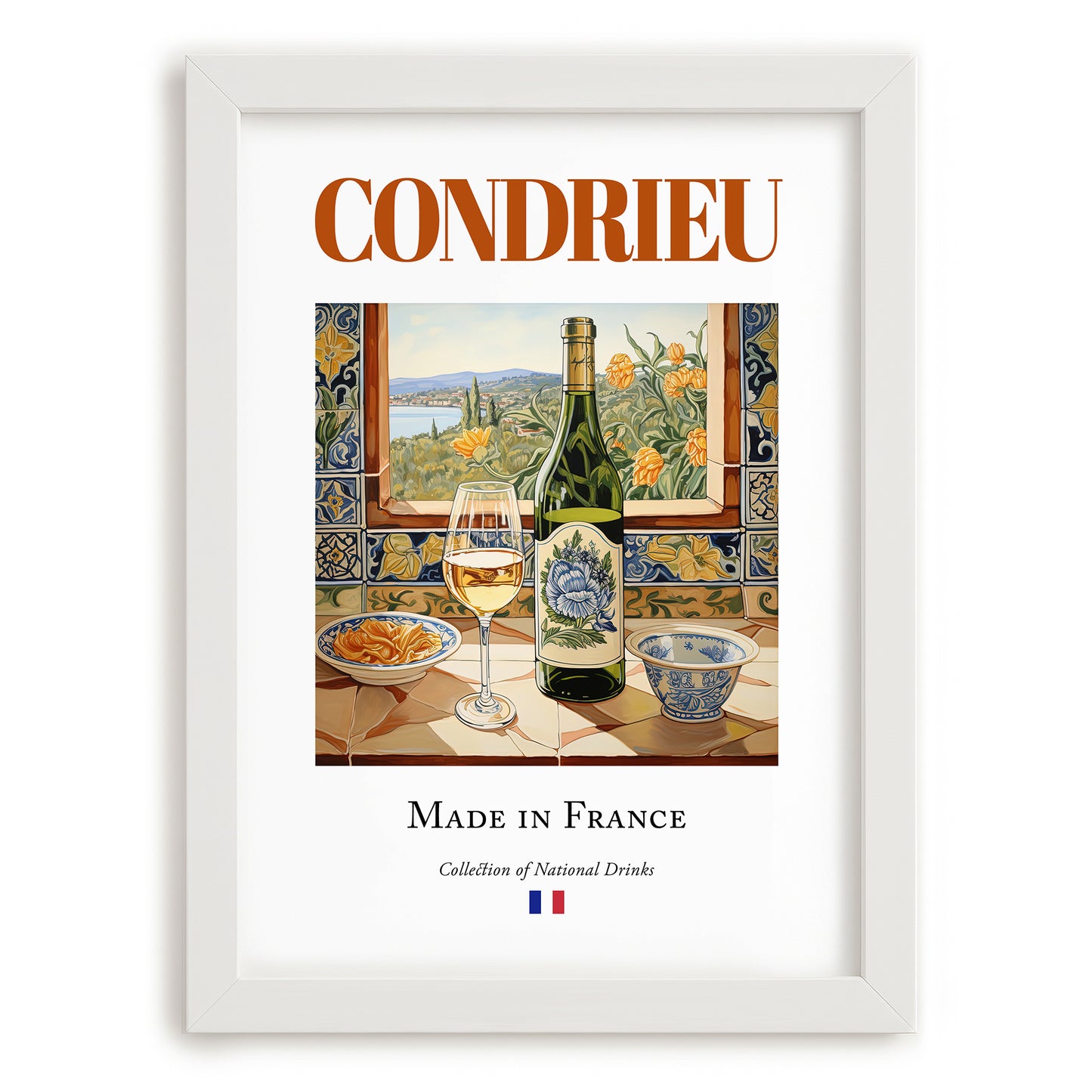 Condrieu – French White Wine, Enoteca Print, placed in minimal white frame