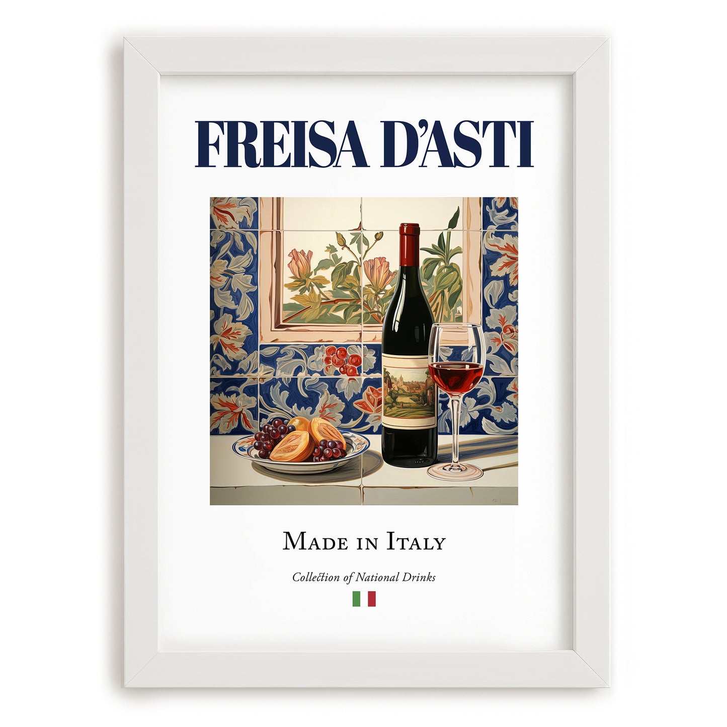 Freisa d’Asti – Italian Red Wine, Tasting Room Poster, placed in minimal white frame