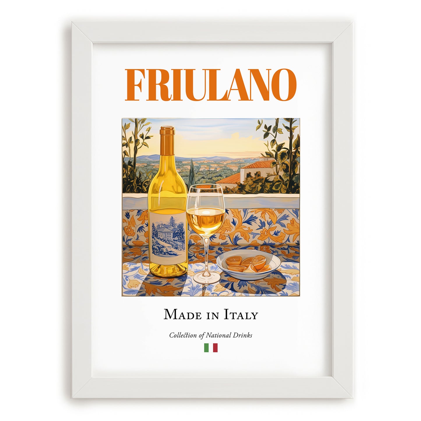 Friulano – Italian White Wine, Vinoteca Wall Art, placed in minimal white frame
