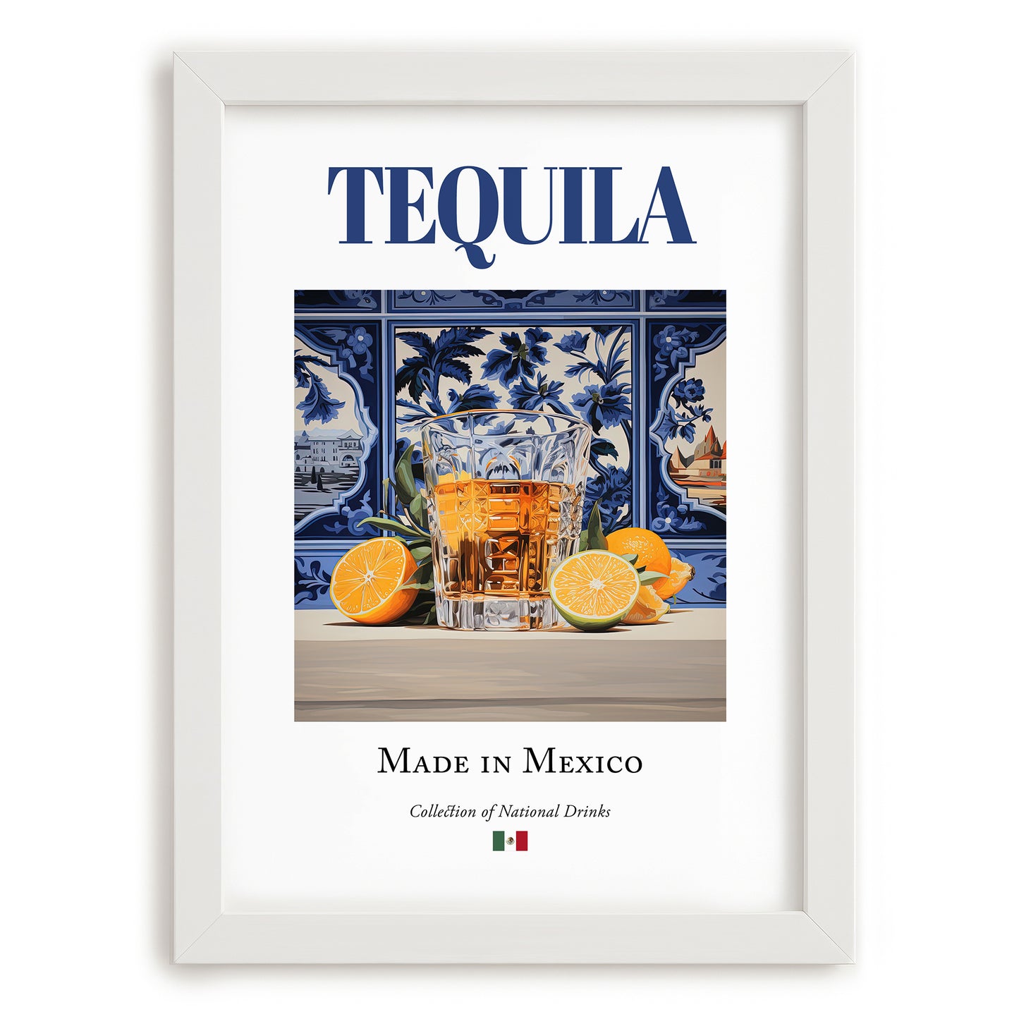 Tequila – Mexican Spirit Drink, Rooftop Terrace Poster, placed in minimal white frame