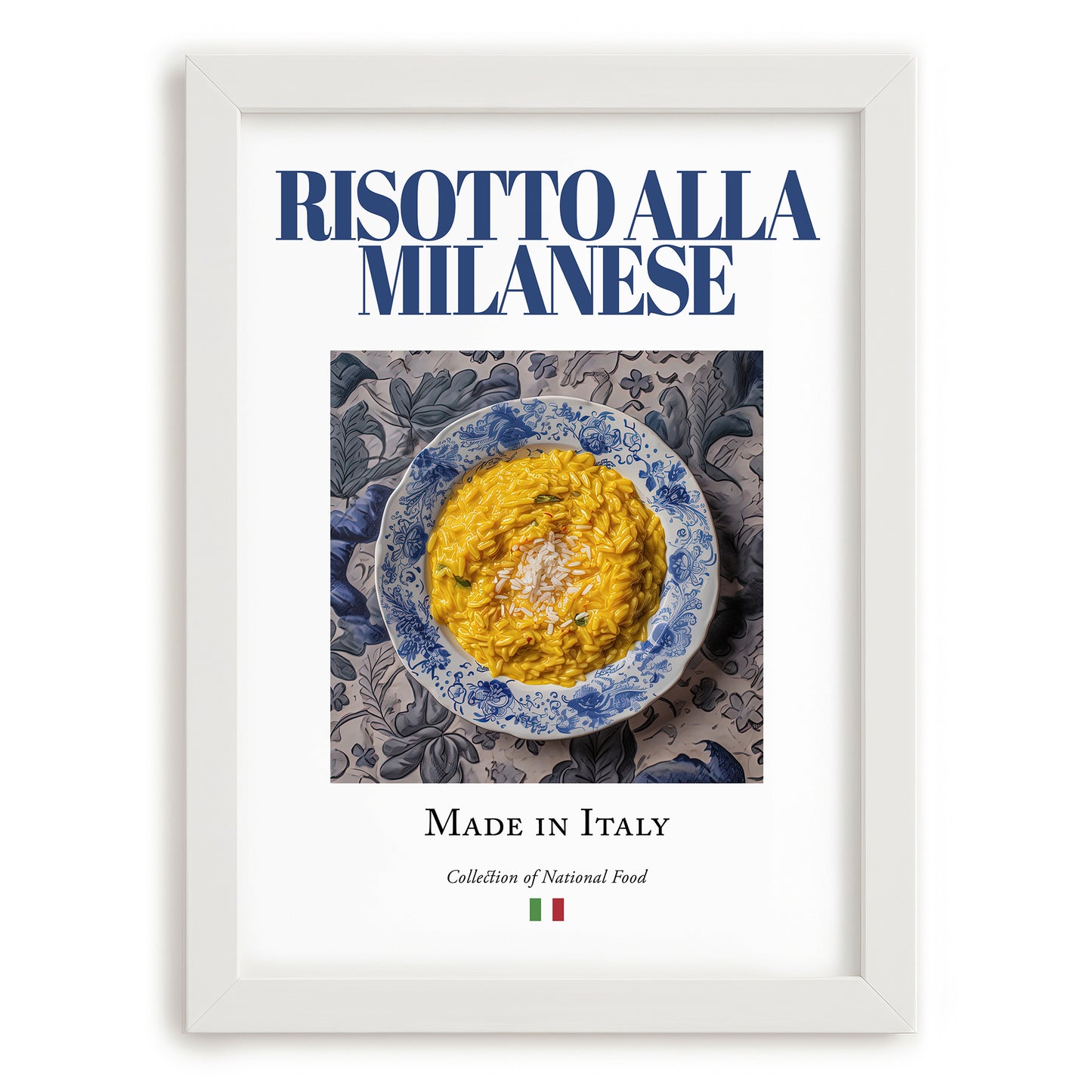 Risotto alla Milanese – Italian Dish, Café Wall Art, placed in minimal white frame