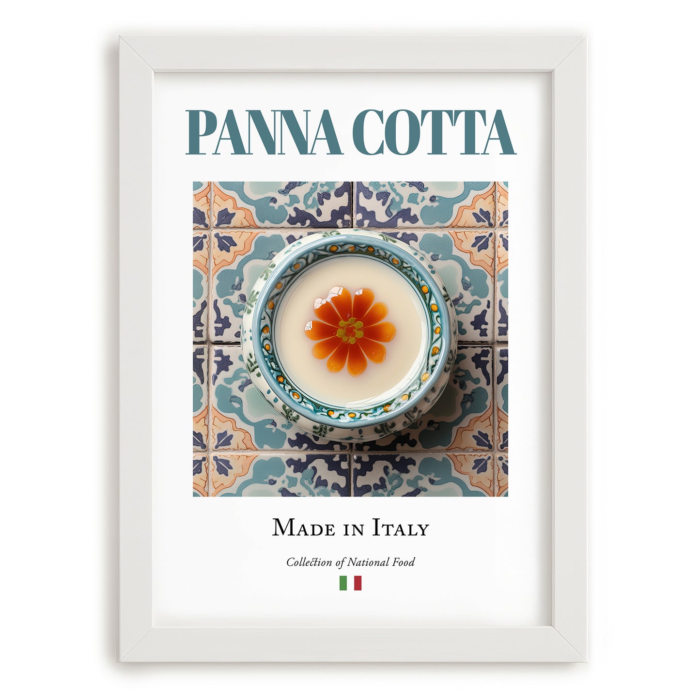 Panna Cotta – Italian Dessert Dish, Brasserie Poster, placed in minimal white frame