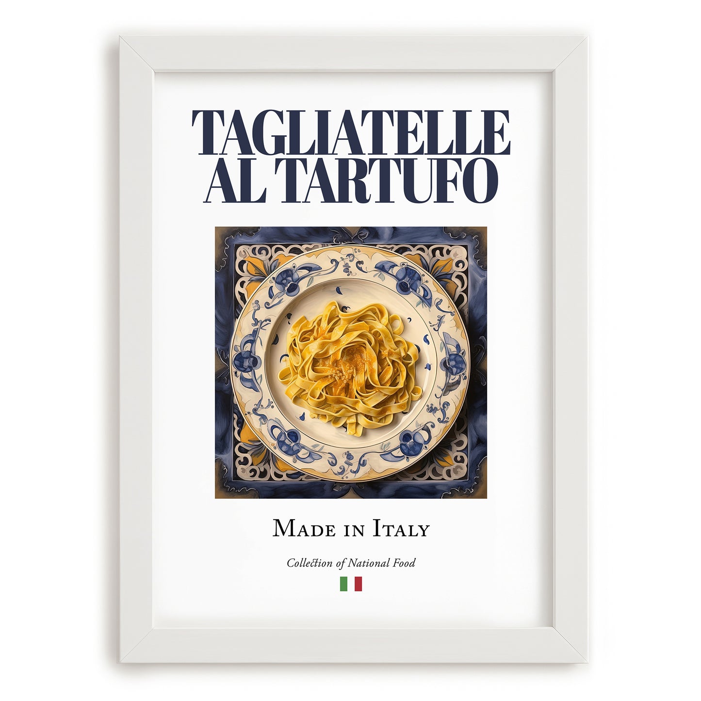 Tagliatelle al Tartufo – Italian Pasta, Osteria Still Life, placed in minimal white frame
