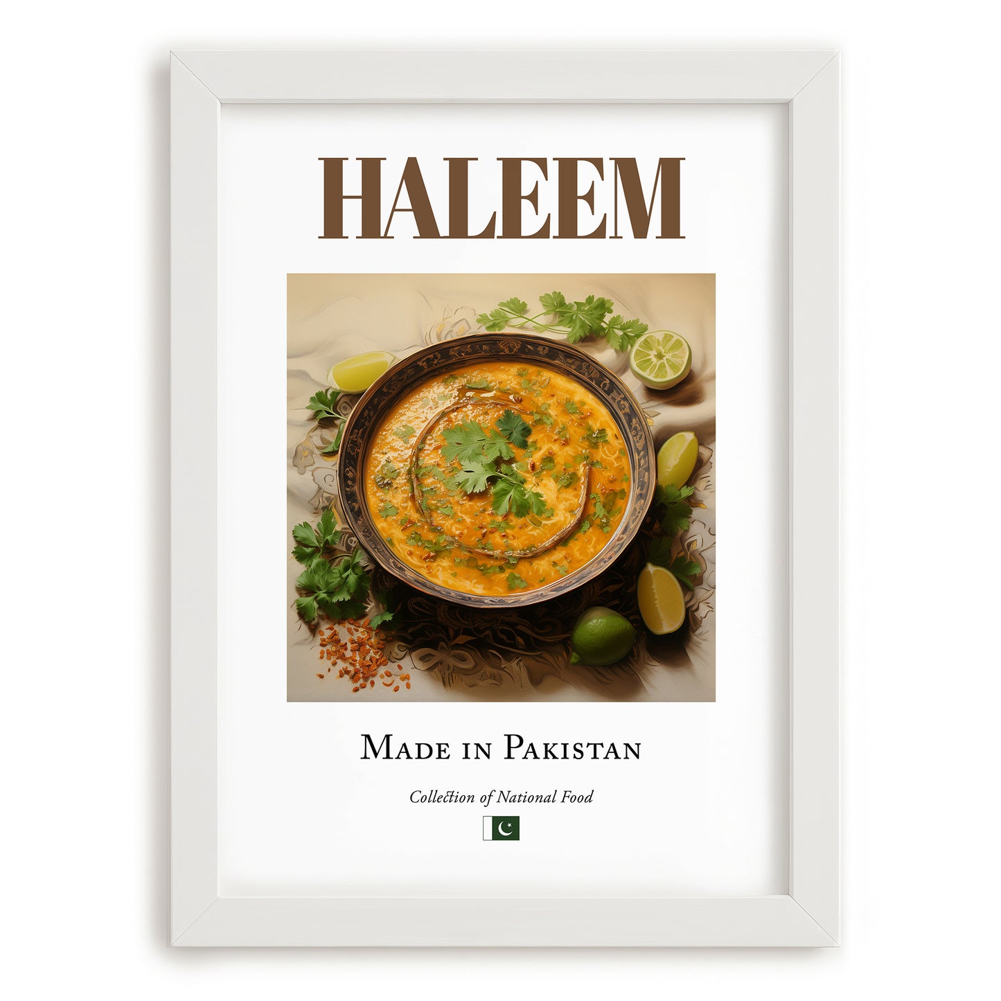 Haleem – Pakistani Soup Dish, Restaurant Poster, placed in minimal white frame